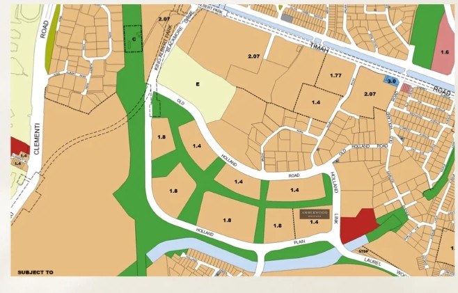 Amberwood Holland location map — Holland Plain GLS precinct, URA Master Plan 2025