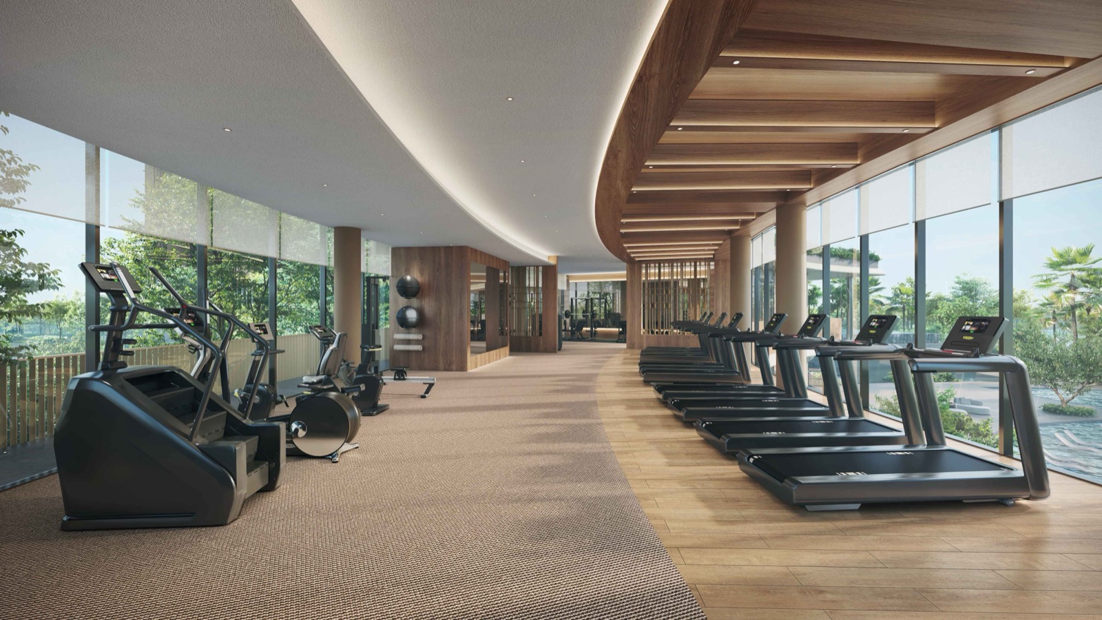 Main Gym with treadmills and equipment